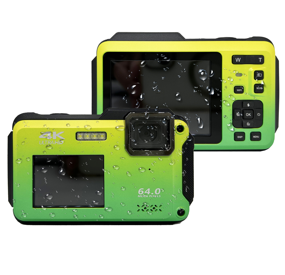 IP68 Self Waterproof Dual Screen 64MP 4K Digital Camera