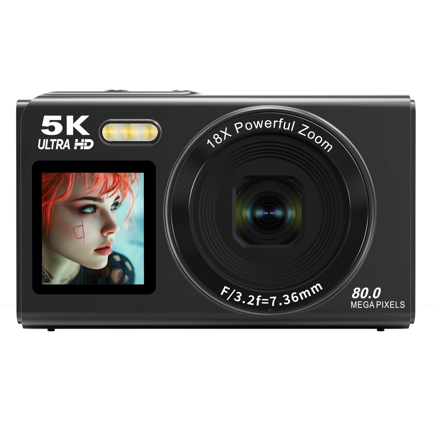Double Screen Front and Real  Portable 5K Digital Camera 